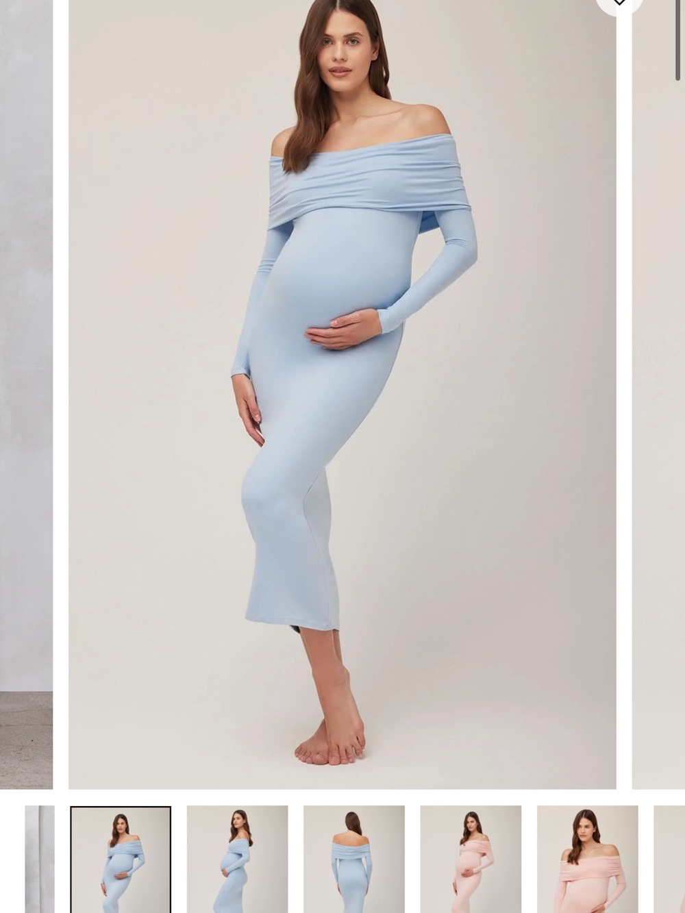 Off-Shoulder One-Shoulder Maternity Dress in Light Blue
